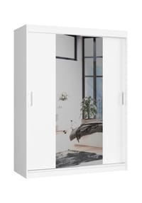 Akord - Schwebetürenschrank S150 mit Spiegel mit 2 Türen und 6 Einlegeböden - sonoma-eiche