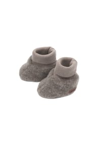 maximo® - GOTS BABY-Schuhe, Wollfleece Strickbund - braunmeliert