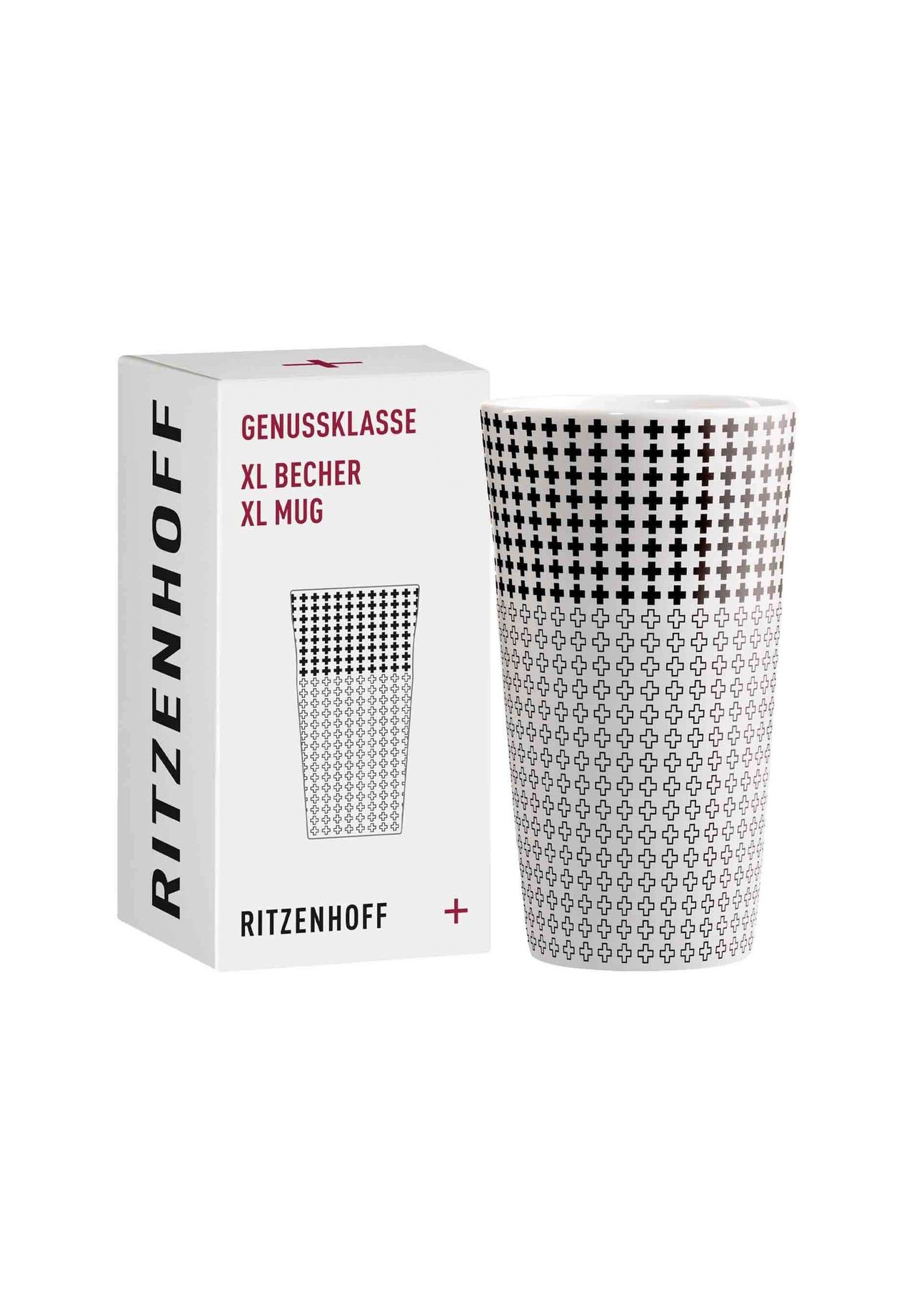 RITZENHOFF Kaffeebecher XL Genussklasse 525 ml schwarz-weiß