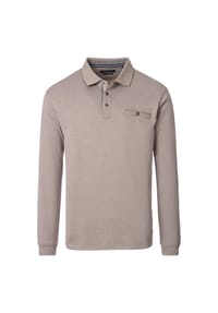 CASAMODA - Herren Polo-Shirt Langarm gestreift - Beige
