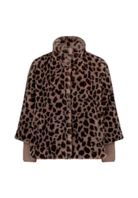 BETTY BARCLAY - Plüschjacke mit Stehkragen - Taupe/Braun