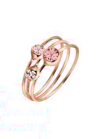 elli. - Ring Set Kristalle 925 Sterling Silber Rosé-Vergoldet - Rosa