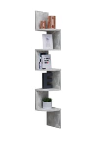 VCM. - Holzregal hängend | platzsparendes Regal | Maße:  H. 123 x B. 20 x T. 20 cm | Elegantes Regal hängend | Aufbewahrungsregal | Bücherregal | Wandregal - Mintis - Beton-Optik