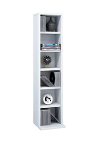 VCM. - Holzregal stehend | platzsparender CD Schrank für 102 CDs oder 36 DVDs | Maße: H. 92 x B. 21 x T. 20 cm | Elegantes DVD Regal stehend | Blu-Ray Regal | CD Regal - Elementa - Anthrazit / Honig-Eiche