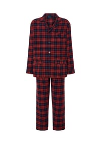 El Búho NOCTURNO® - Klassischer Herren-Schlafanzug, lang, Flanell - marineblau