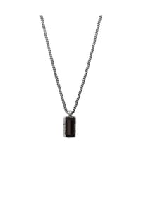 HAZE & GLORY - Halskette Anhänger Onyx Schwarz 925 Sterling Silber- Bold Bar - Silber