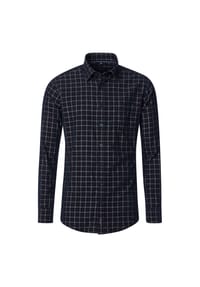 CASAMODA - Herren Hemdjacke kariert Casual Fit - Schwarz