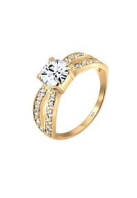 elli. - Ring Solitär Glamourös Kristall 925 Silber - Gold