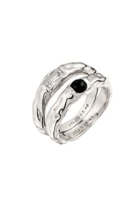 elli. - Ring Set Mit Steinen Rechteck Topas Schwarz 925 Sterling Silber - Gold