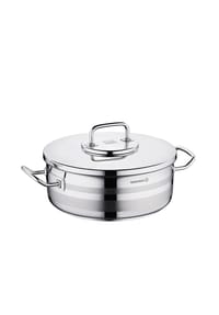 KORKMAZ - Korkmaz Astra2 Low Casserole 30 x 11 cm - 7,5 L, Edelstahl-Kochtopf - Silber 30 x 11 cm