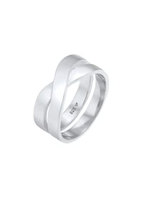 KUZZOÍ - Ring Herren Bandring Überkreuz Look 925 Silber - Gold
