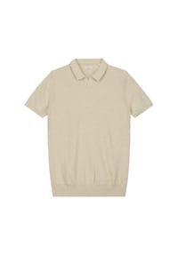 DSTREZZED - Herren Strick-Polo - Mercury Short Sleeve Polo, Melange Slub, Baumwoll-Mix - Beige