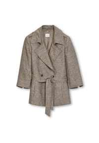 MADELEINE - Leinenjacke mit Bindegürtel und 3/4-Ärmeln - toffee / melange