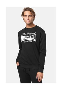 LONSDALE™ - Herren Rundhals Sweatshirt normale Passform BURGHEAD - Black/White