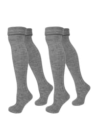 normani® - 2 Paar Overknees gerippt mit Umschlag - Grau