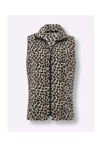 SIEH AN! - Fleece-Weste - sand-schwarz-bedruckt