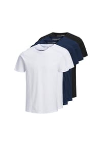 JACK & JONES - Herren T-Shirt, 5er Pack - JJEORGANIC BASIC TEE O-NECK, Kurzarm, Bio-Baumwolle - Schwarz/Weiß