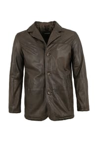 MADDOX - Herren Lederjacke Sakko Lammnappa dunkelbraun - dunkelbraun
