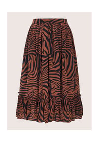 MADELEINE - Midirock mit Zebra-Print - nussbraun / schwarz