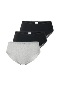 SCHIESSER - Damen Brazilian-Slips, 3er Pack - 3Pack Brazilian, Stretch Cotton, uni - Lila/Schwarz/Dunkelblau