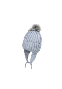 maximo® - MINI GIRL-Mütze, Umschlag Pompon, Ohrklappen, Vollfutter - blue