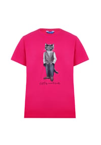 CAT by manii'ta lacitta - Rosa T-Shirt minimalistische Katze - pink