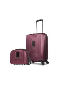 REDOLZ Essentials 14 - Essentials 14 Kofferset 2 tlg. Kabinentrolley mit Dehnfalte & Beautycase - aubergine metallic