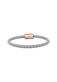 caї - Armband Leder olivenblattgegerbt  grau rosé 925/- Sterling Silber - Grau