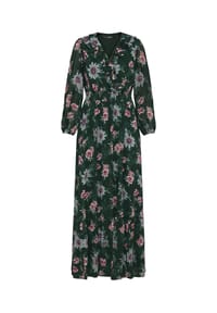 zero - Chiffonkleid mit Blumenprint - Dark Green/Pink