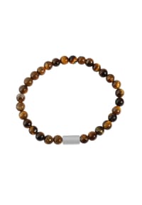 Adelia's Men Bold Style - Armband – Kugelarmband aus Edelstahl mit Tigerauge 21 cm - braun