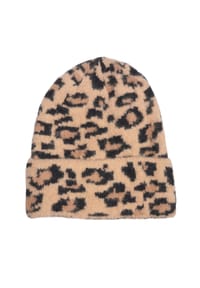 Seasons of April - Leo Mütze VEYA LEO Weiche, kuschelige Mütze mit Leo-Muster aus 100% Viskose - Beige