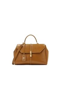 Kazar - Braune Lederhandtasche mit eleganter Schließe - Hellbraun