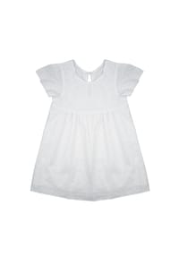 maximo® - GOTS MINI GIRL-Kleid, festlich kurzer Arm, bestickter Stoff, Futter - schneeweiß-blütenstickerei