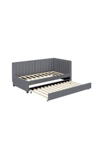 KOMHTOM - Schlafsofa 90x200, Samt grau, ausziehbar, mit Lattenrost – ohne Matratze - Grau