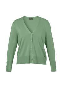 frapp - Strickjacke mit breiten Rippbündchen - green