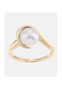 Diamant L'eternel - Ring, mit 0.05 ct Diamant, mit Zuchtperle, 375 Gelbgold - gold