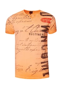 RUSTY NEAL® - T-Shirt Rusty Neal Shirt mit modischer Knopfleiste - Anthrazit