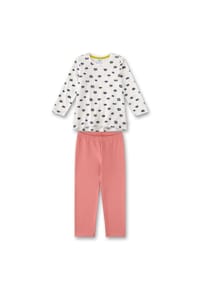 Sanetta - Mädchen Schlafanzug, 2-tlg. Set - lang, Pyjama,Bio-Baumwolle, Motiv - Rosa/Weiß