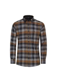 CASAMODA - Herren Freizeithemd kariert Comfort Fit - Gelb
