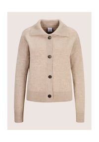 MADELEINE - Weiche Strickjacke mit Polokragen - berber / melange