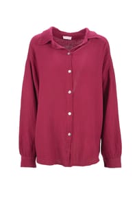 Seasons of April - Bluse Oversized Musselinbluse Sasha Kurze Musselin Hemdbluse mit Knopfverschluss aus 100% Baumwolle - Anthrazit
