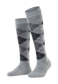 Burlington - Kniestrümpfe "Whitby", Argyle-Muster, Rippbündchen, für Damen - 3000 BLACK