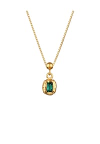 elli. PREMIUM - Halskette Rechteck Synthetischer Smaragd Grün 925 Sterling Silber - Gold