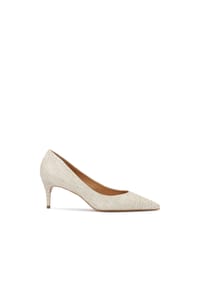 kazar - Pumps aus Leder mit Monogramm-Prägung - Off-white