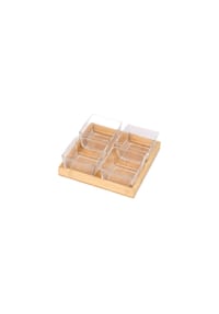 Cheffinger - 5-teiliges Bambus-Glas-Snackschalen-Set – Servieren & Genießen - Holz 19 x 19 x 6,2 cm