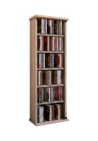 VCM. - CD Regal Holz | platzsparender CD Schrank mit ESG-Sicherheitsglastüren für 150 CDs oder 65 DVDs oder 36-Videos | Maße: H. 92 x B. 31 x T. 18 cm | elegantes DVD Regal stehend | Blu ray Regal | Vetro - Buche