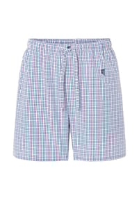 El Búho NOCTURNO® - Kurze Pyjamahose für Herren, Baumwolle, kariert - weiß/helblau