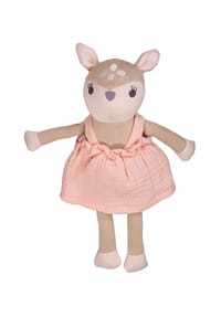 maximo® - Puppe, Reh mit Kleid Musselinstoff, Gestrick - nomad/rose tan