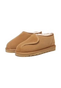 EVERAU® - Herren Verstellbare Lammfell-Hausschuhe – Mossy - CHESTNUT
