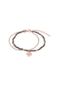TOM TAILOR - Armband für Damen, Edelstahl, Glas | Kleeblatt - silber